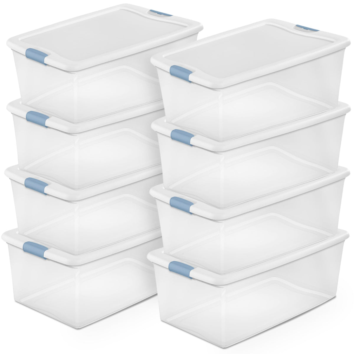 Sterilite Latching Box with Lids for Home and Office, 64 Quart, 4-Pack