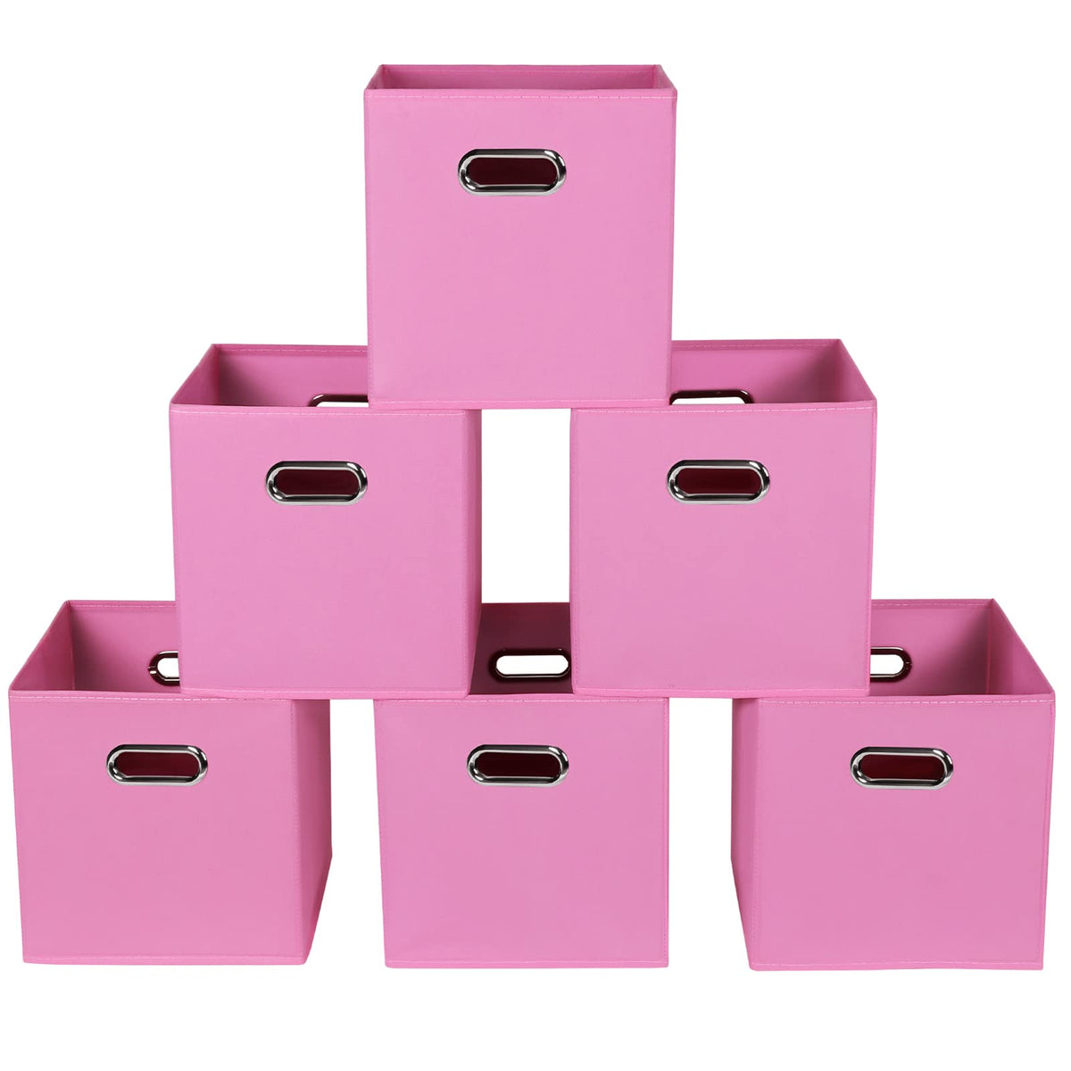 Yunkeeeper storage bins Cubes, Fabric Cube Organizer with Handle, Foldable Cube Bins for Cloth or Accessary Storage, 11x11x11, Set of 3,(Gray)