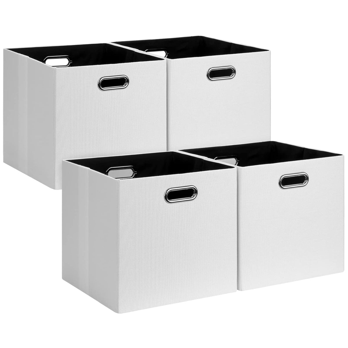 Posprica 3X Thicker Fabric Storage Cubes 13 inch Collapsible Storage Bins for Organization, Cubby Storage Baskets for Organizing Shelf Cabinet Bookcase Boxes, Set of 4, Coffee