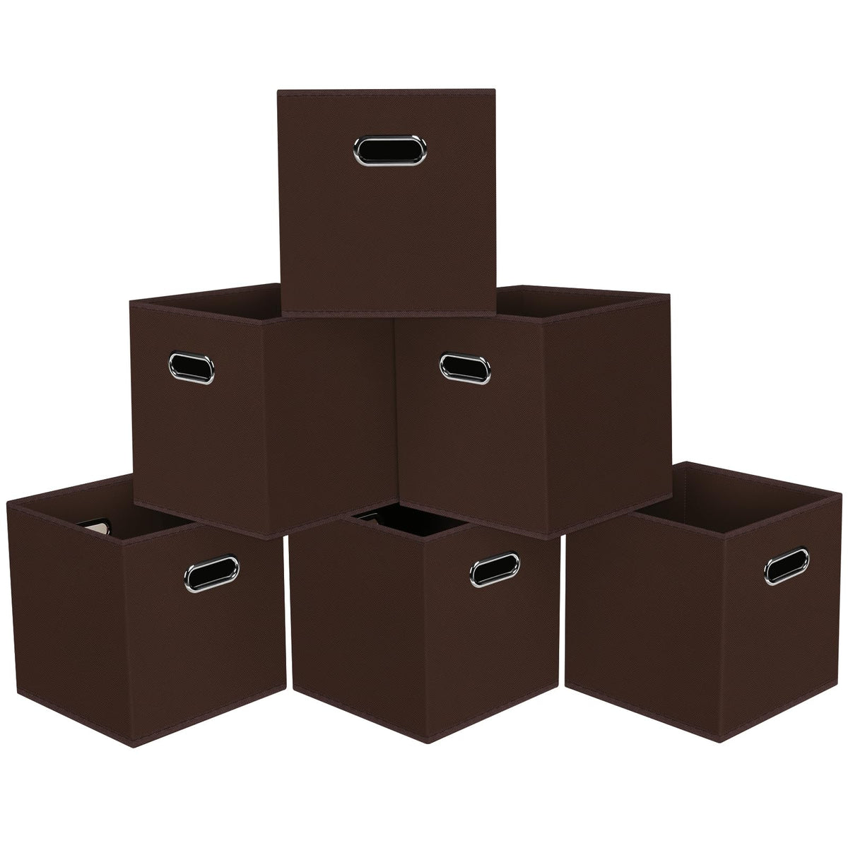 Black Foldable Storage Cubes Bins , Fabric Storage Box Cubes Organizer Baskets with Dual Handles for Home Organizer (Black)