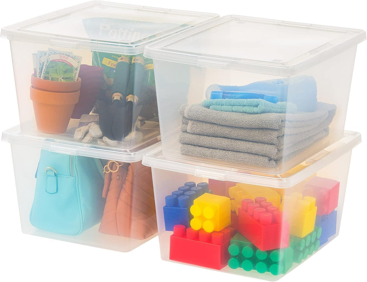 IRIS USA 12-Pack 15 Qt Storage Bins with Lids, Clear, Stackable