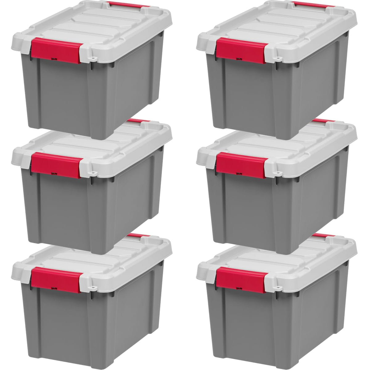 IRIS USA 6-Pack 20 Gal Heavy Duty Lockable Storage Totes with Lids, Black
