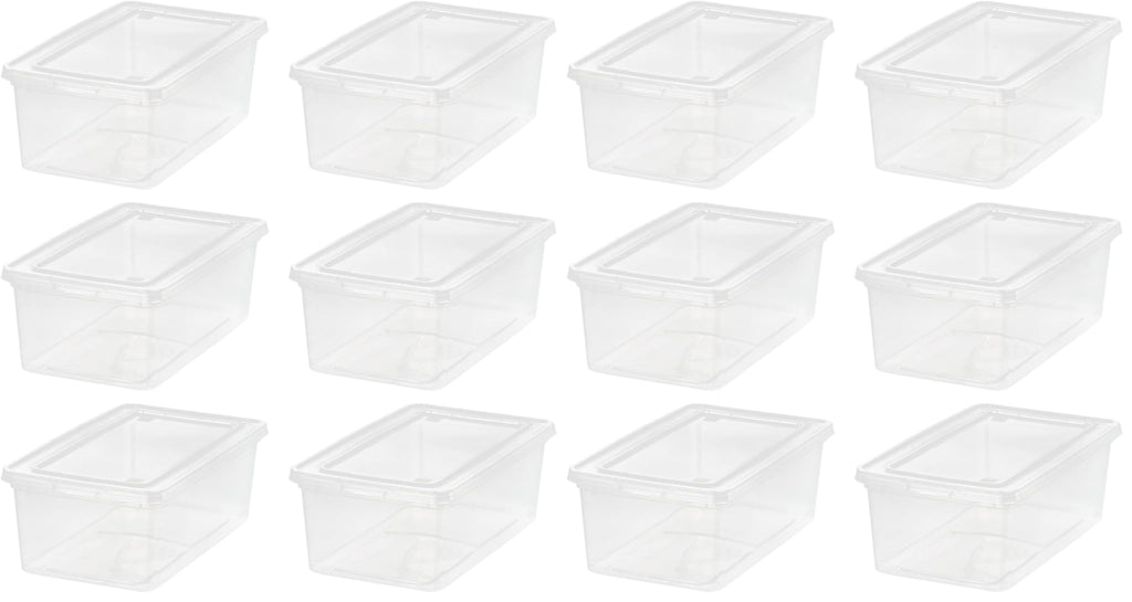 IRIS USA 12-Pack 15 Qt Storage Bins with Lids, Clear, Stackable