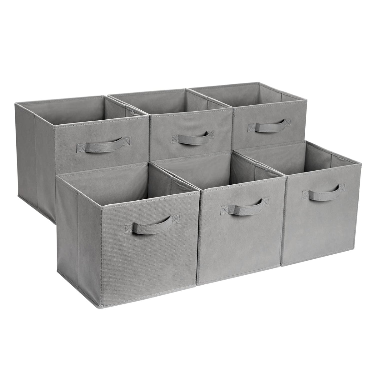 Amazon Basics Collapsible Fabric Storage Bins Organizer with Handles, Sturdy, Foldable, 10.5" x 10.5" x 11", Black, 6-Pack