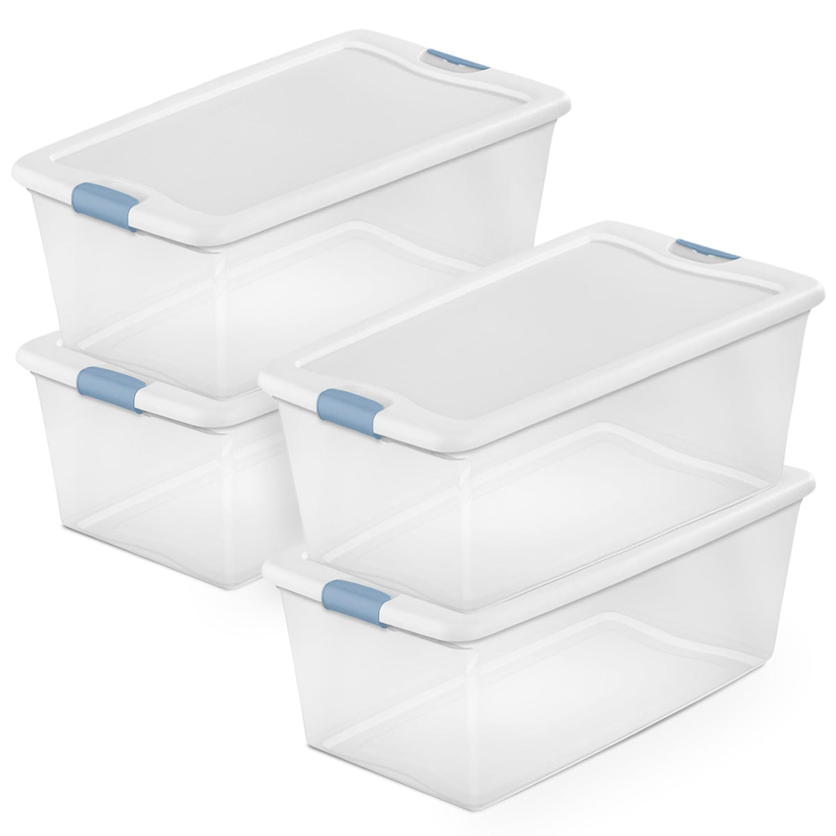 Sterilite Latching Box with Lids for Home and Office, 64 Quart, 4-Pack
