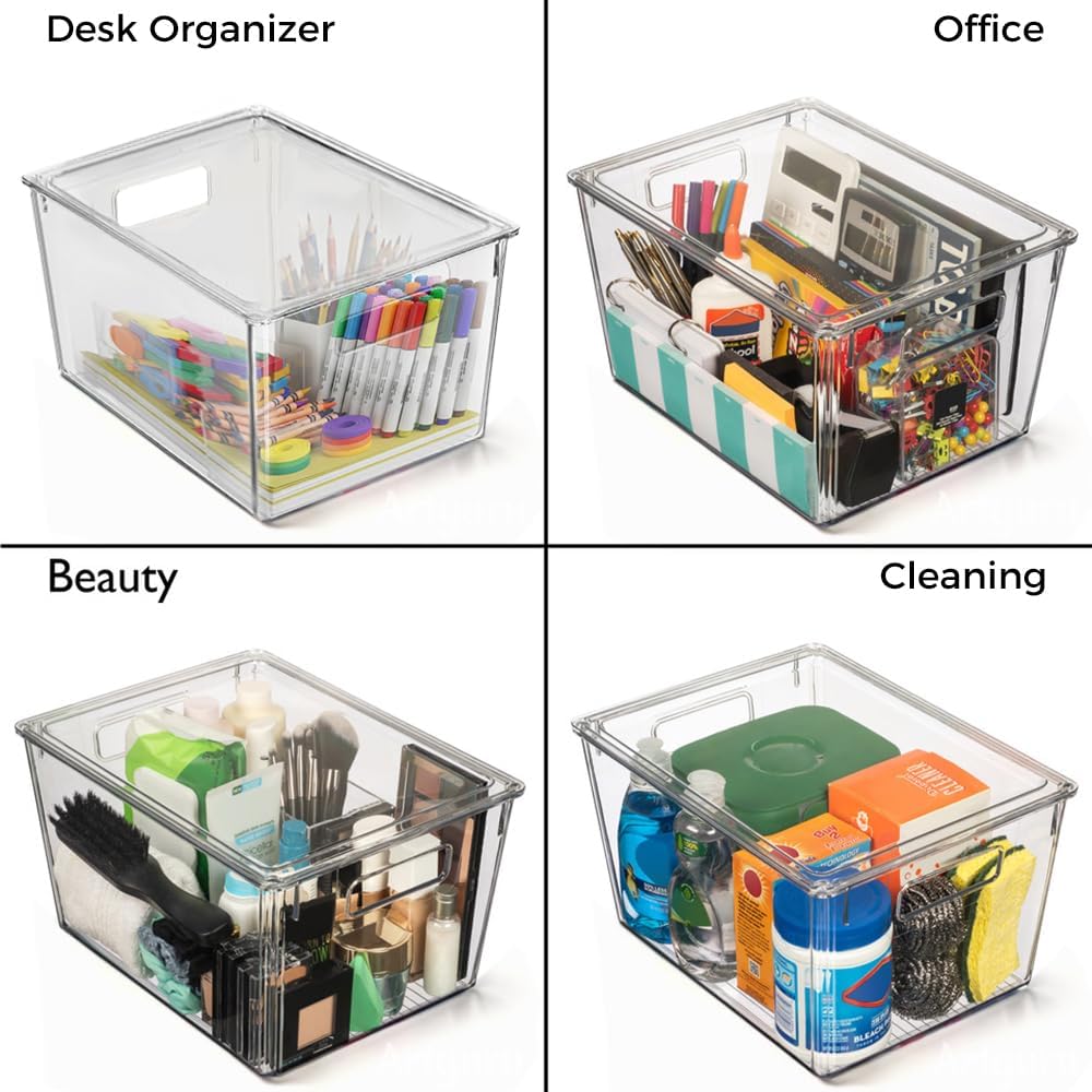 ClearSpace Storage Bin with Lid, Pantry & Desk Organizer, XL, 8 Pack