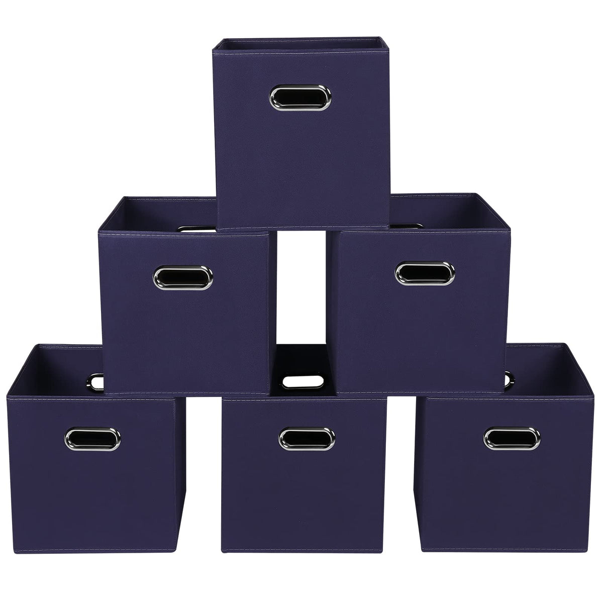 Yunkeeeper storage bins Cubes, Fabric Cube Organizer with Handle, Foldable Cube Bins for Cloth or Accessary Storage, 11x11x11, Set of 3,(Gray)