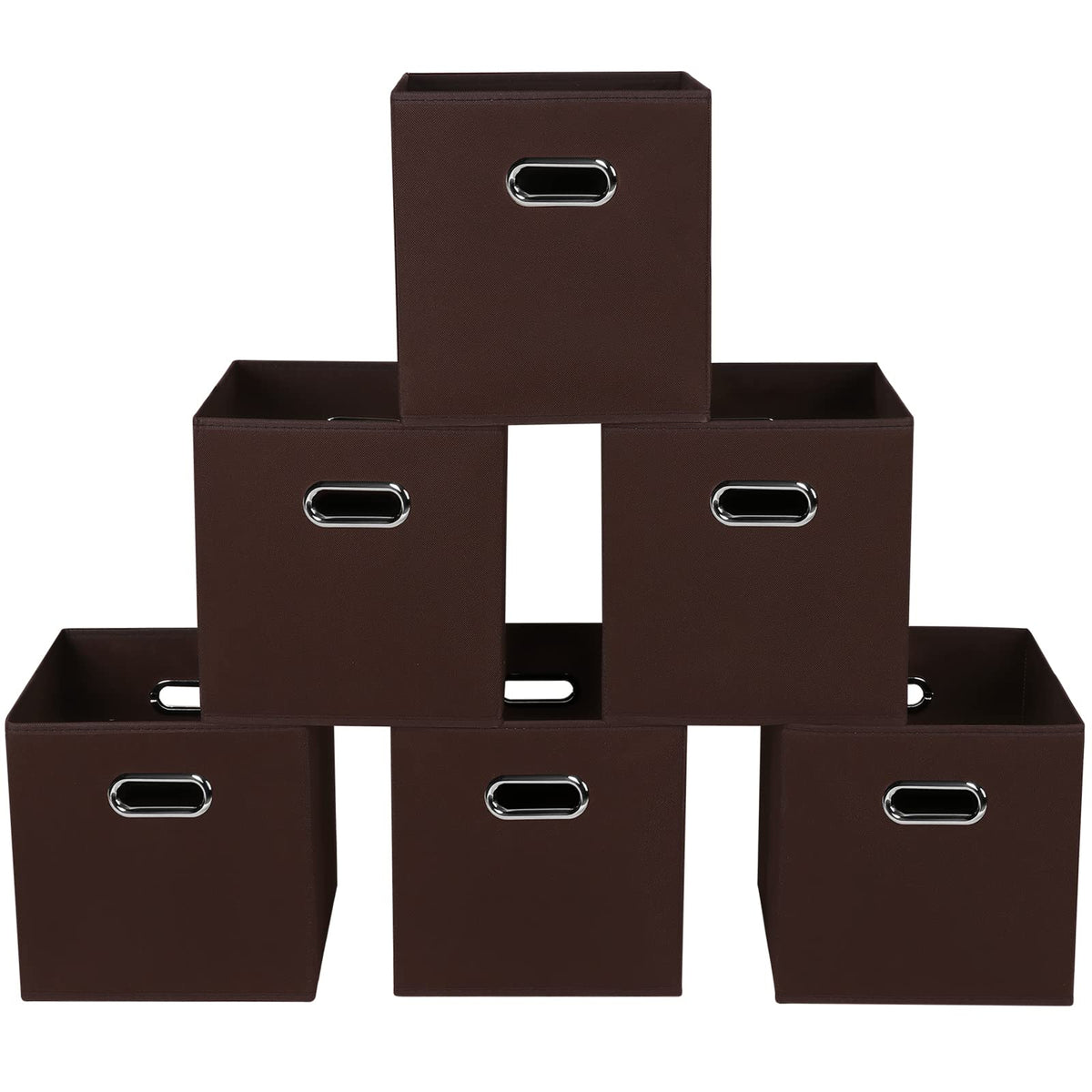 Yunkeeeper storage bins Cubes, Fabric Cube Organizer with Handle, Foldable Cube Bins for Cloth or Accessary Storage, 11x11x11, Set of 3,(Gray)