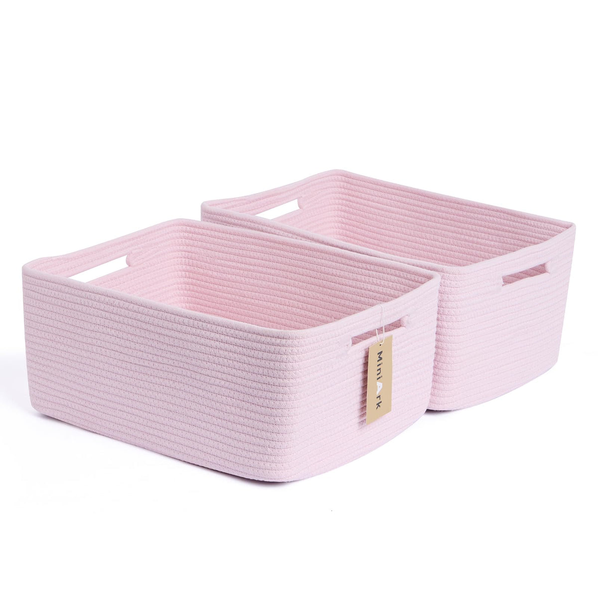 MiniArk Large Storage Baskets for Shelves, 17 x 13 x 7.5” Closet Organizers Bins for Clothes Blanket Towels, Baby Nursery, Toy Baskets Box, Woven Rope Baskets, 2 Packs Gradient Brown