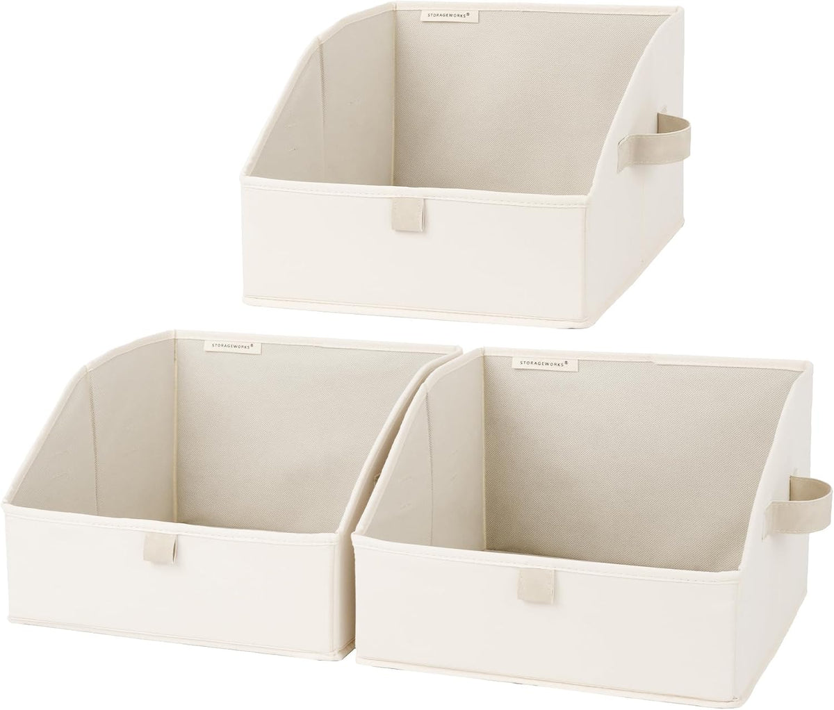 StorageWorks Closet Storage Bins Trapezoid, Beige, Small, 3-Pack