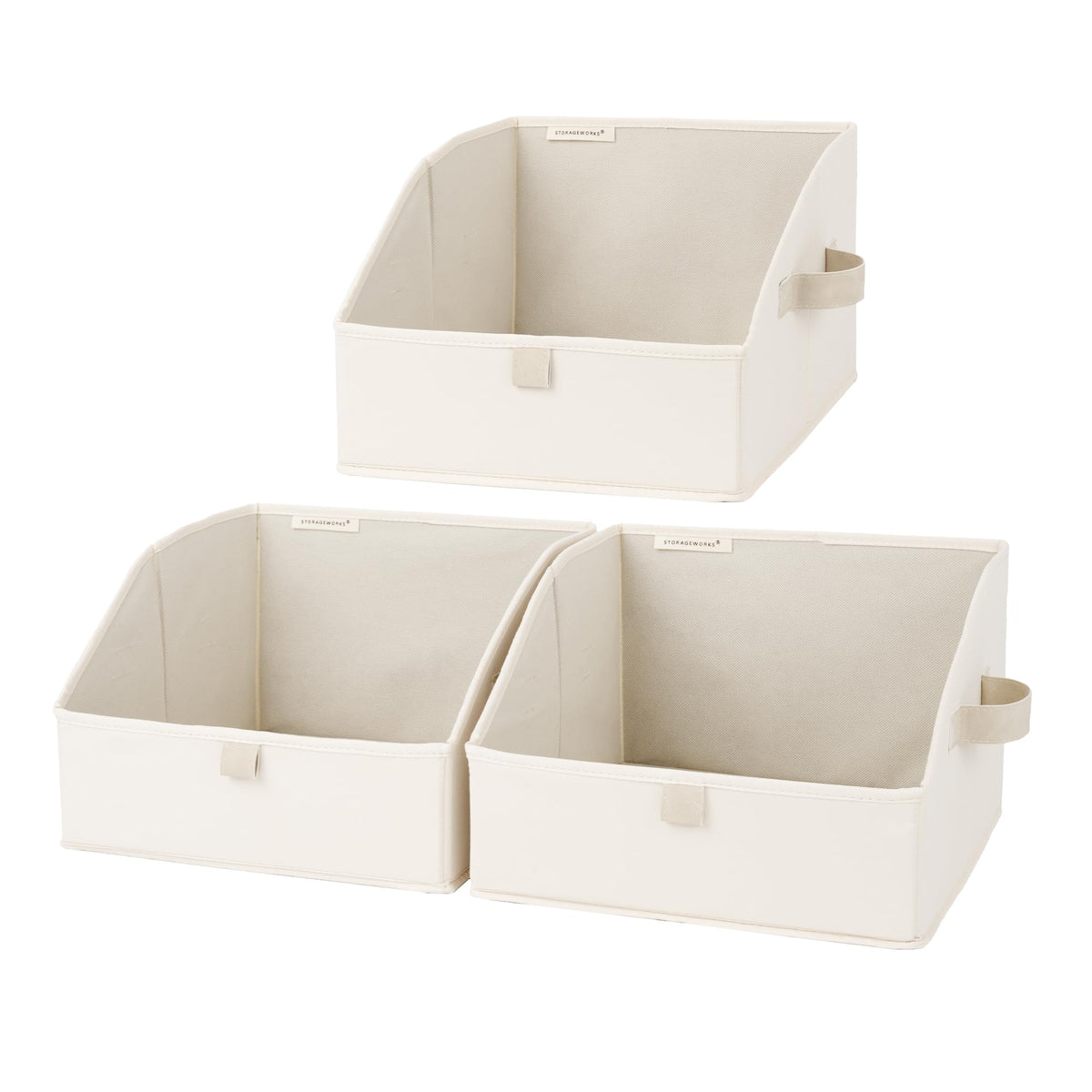 StorageWorks Closet Storage Bins Trapezoid, Beige, Small, 3-Pack