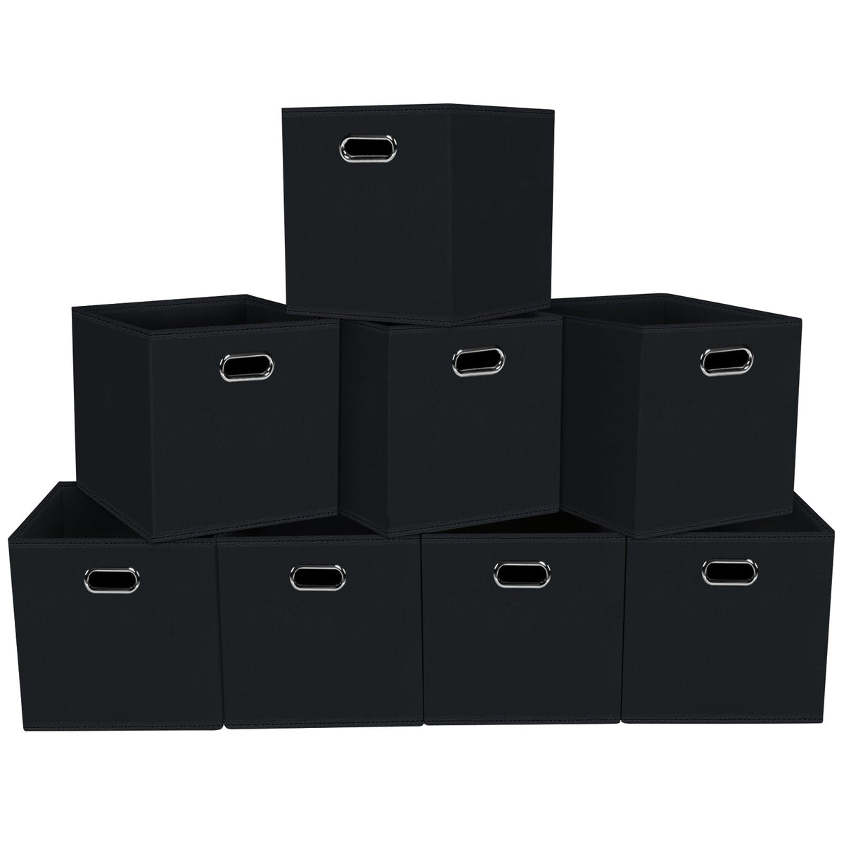 Yunkeeeper storage bins Cubes, Fabric Cube Organizer with Handle, Foldable Cube Bins for Cloth or Accessary Storage, 11x11x11, Set of 3,(Gray)