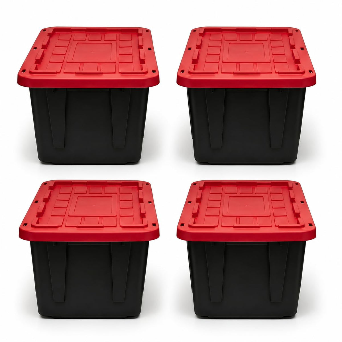 6 Pack 27 Gallon Heavy Duty Storage Bins with Snap Lids, Durable Plastic Storage Totes with Stackable Black Containers & Yellow Latching Covers for Home Garage Moving Organization