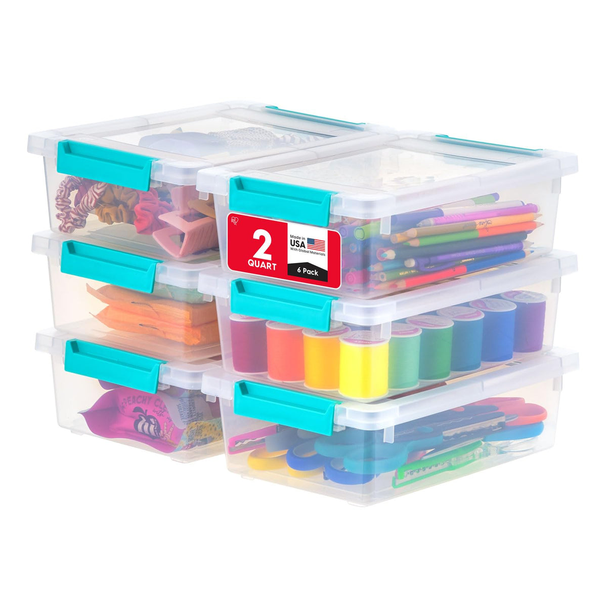 IRIS USA Storage Bins with Lids |Made in USA| 4 Qt - (6-Pack) - Clear