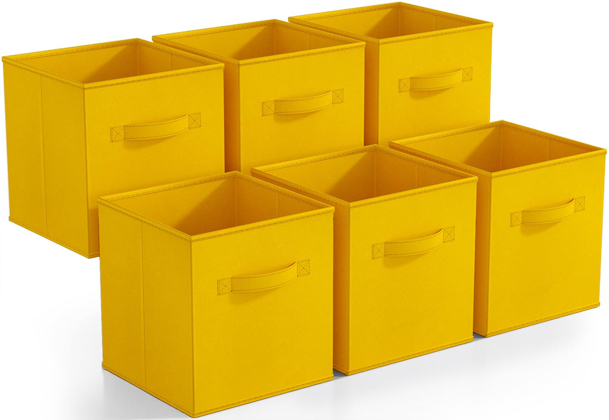 Sorbus Fabric Storage Cubes, 6-Pack Foldable Bins (11 Inch, Dark Green)