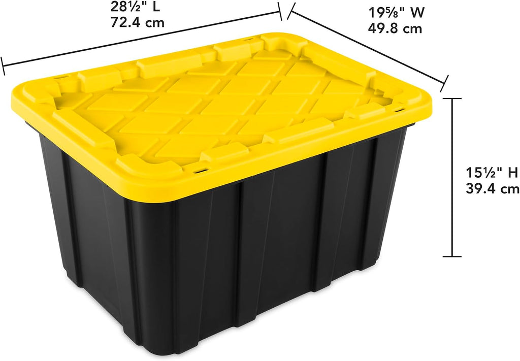 Sterilite Industrial Storage Tote with Lids for Garage, 27 Gallon, 12-Pack