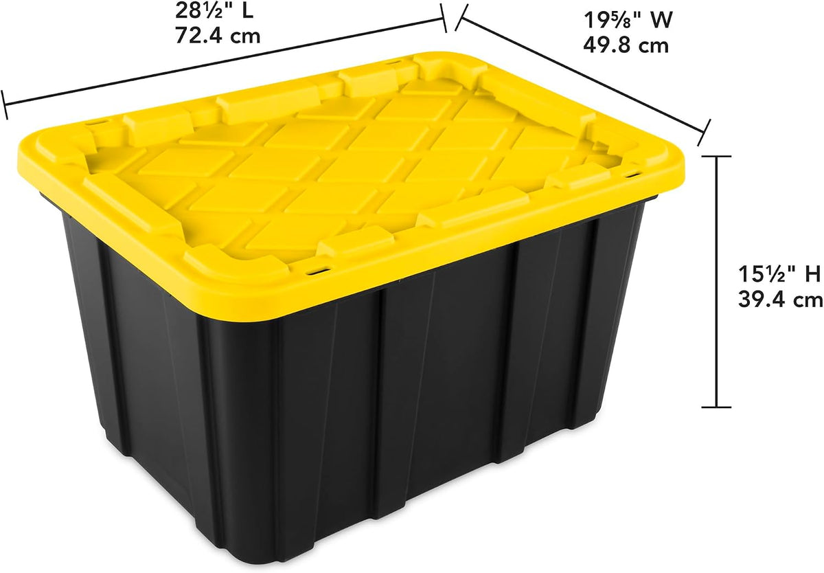 Sterilite Industrial Storage Tote with Lids for Garage, 27 Gallon, 12-Pack