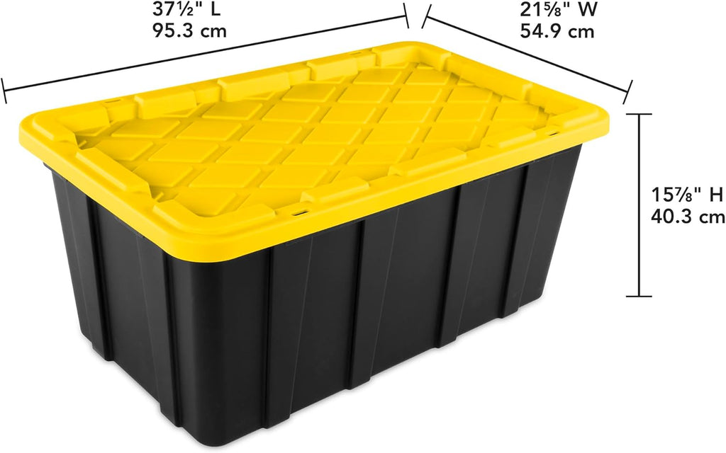 Sterilite Industrial Storage Tote with Lids for Garage, 38 Gallon, 4-Pack