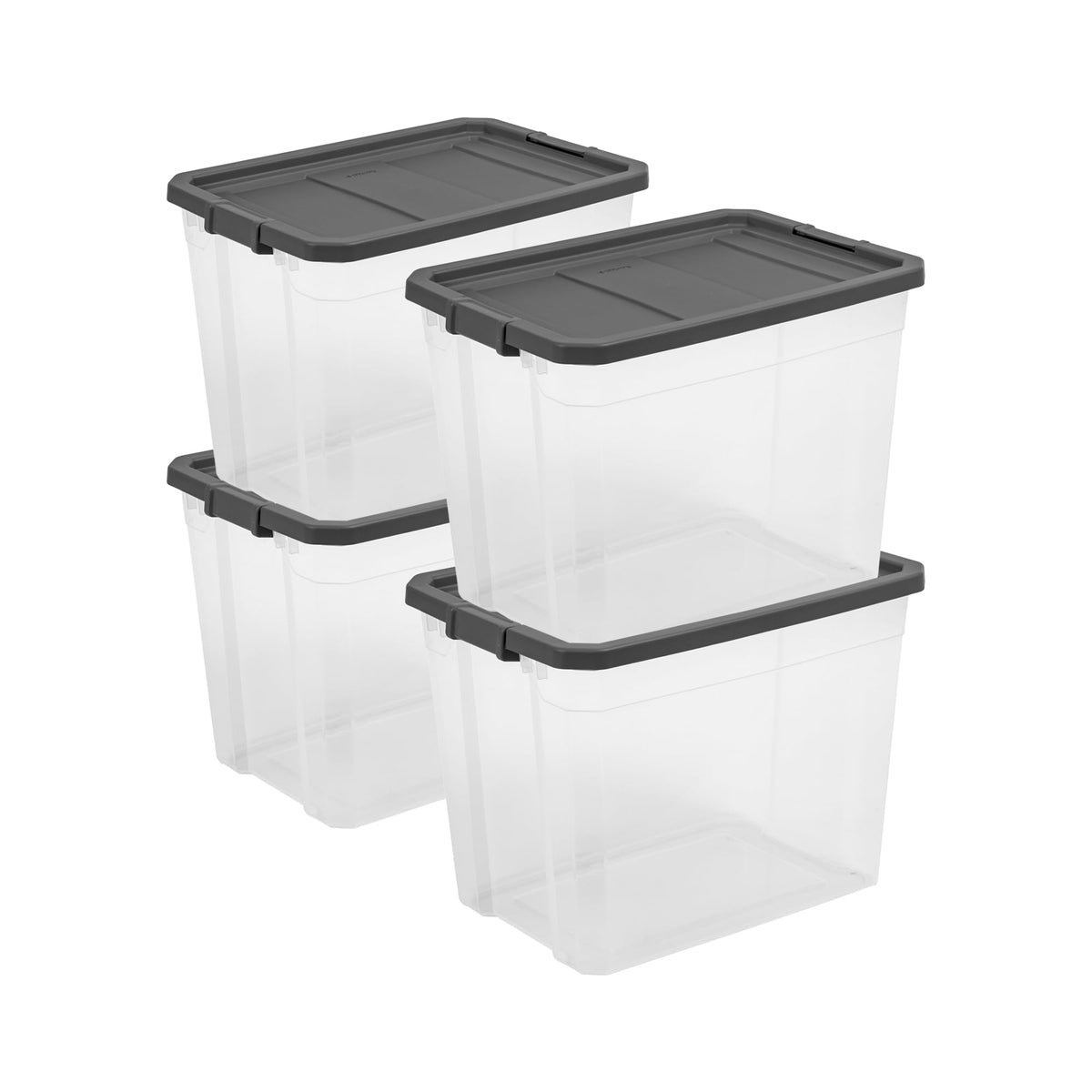 Sterilite 8-Pack Modular Stacker Box, Durable Clear Plastic Storage Bins with Latching Lids, 40 Quart - Stackable Organizing Container Boxes for Closet, Bathroom, and Office