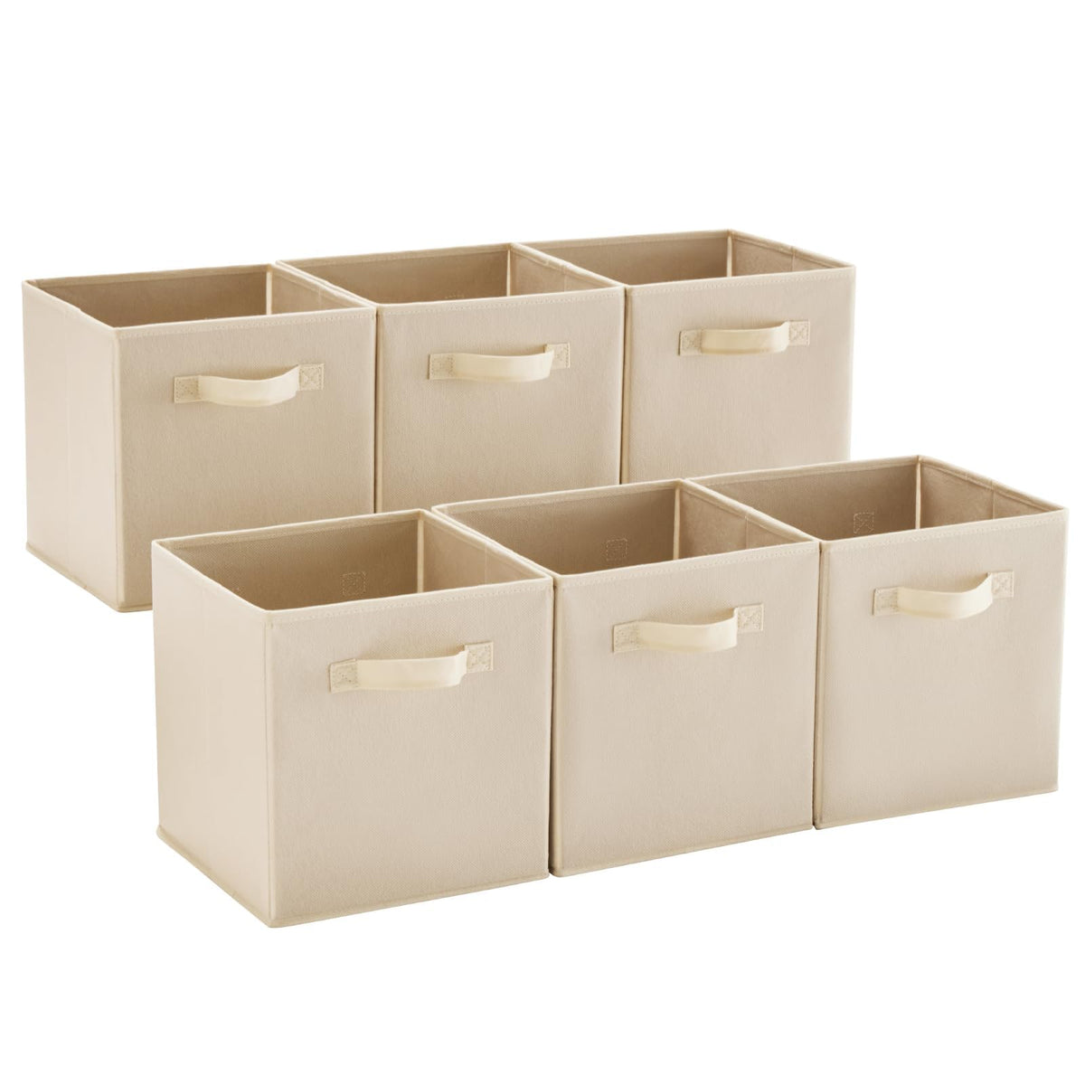 MAX Houser Foldable Fabric Storage Bins with Dual Plastic Handles, Grey