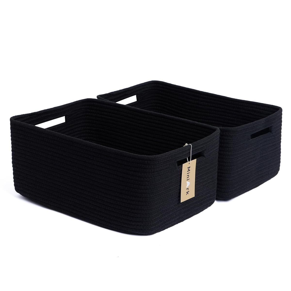 MiniArk Large Storage Baskets for Shelves, 17 x 13 x 7.5” Closet Organizers Bins for Clothes Blanket Towels, Baby Nursery, Toy Baskets Box, Woven Rope Baskets, 2 Packs Gradient Brown