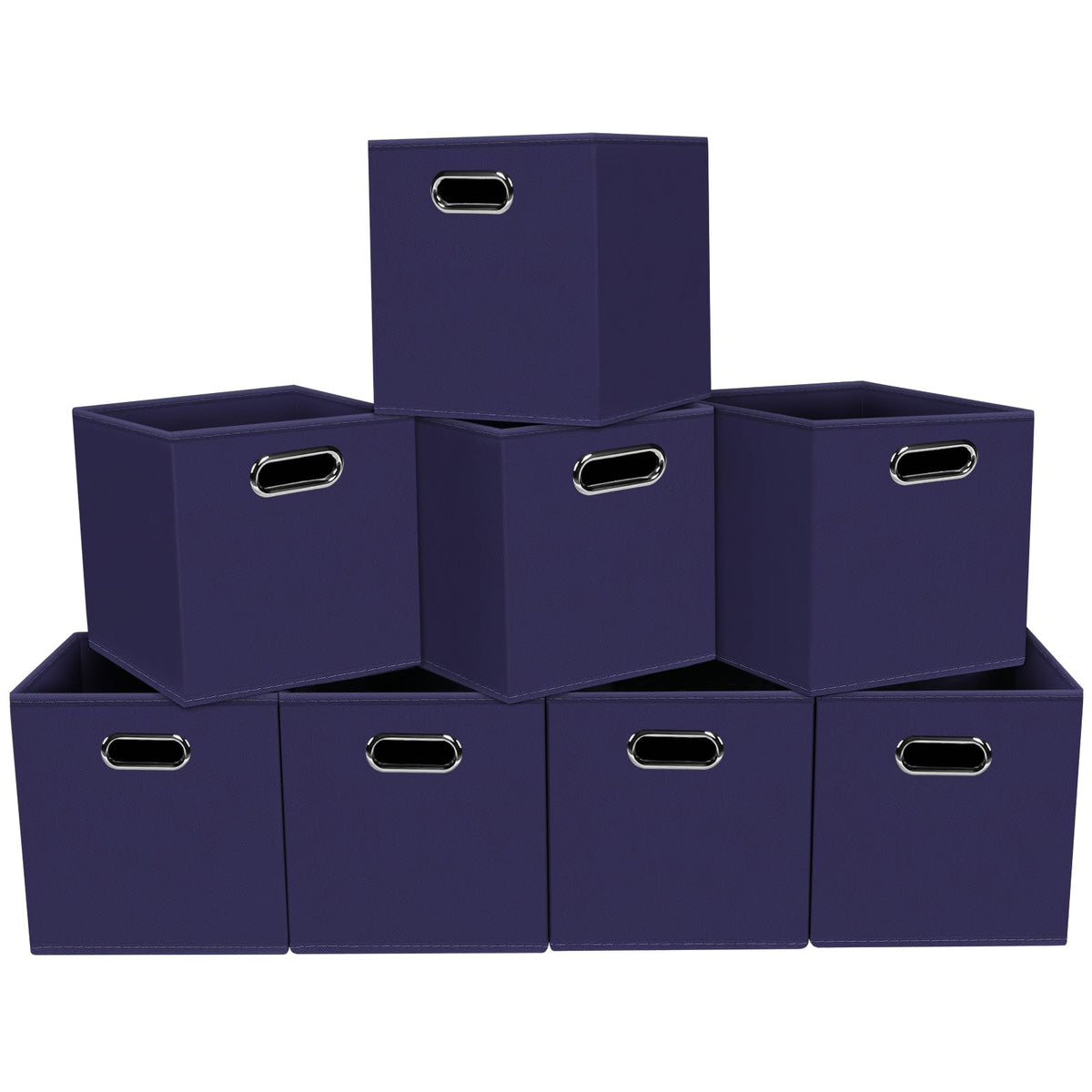 Yunkeeeper storage bins Cubes, Fabric Cube Organizer with Handle, Foldable Cube Bins for Cloth or Accessary Storage, 11x11x11, Set of 3,(Gray)