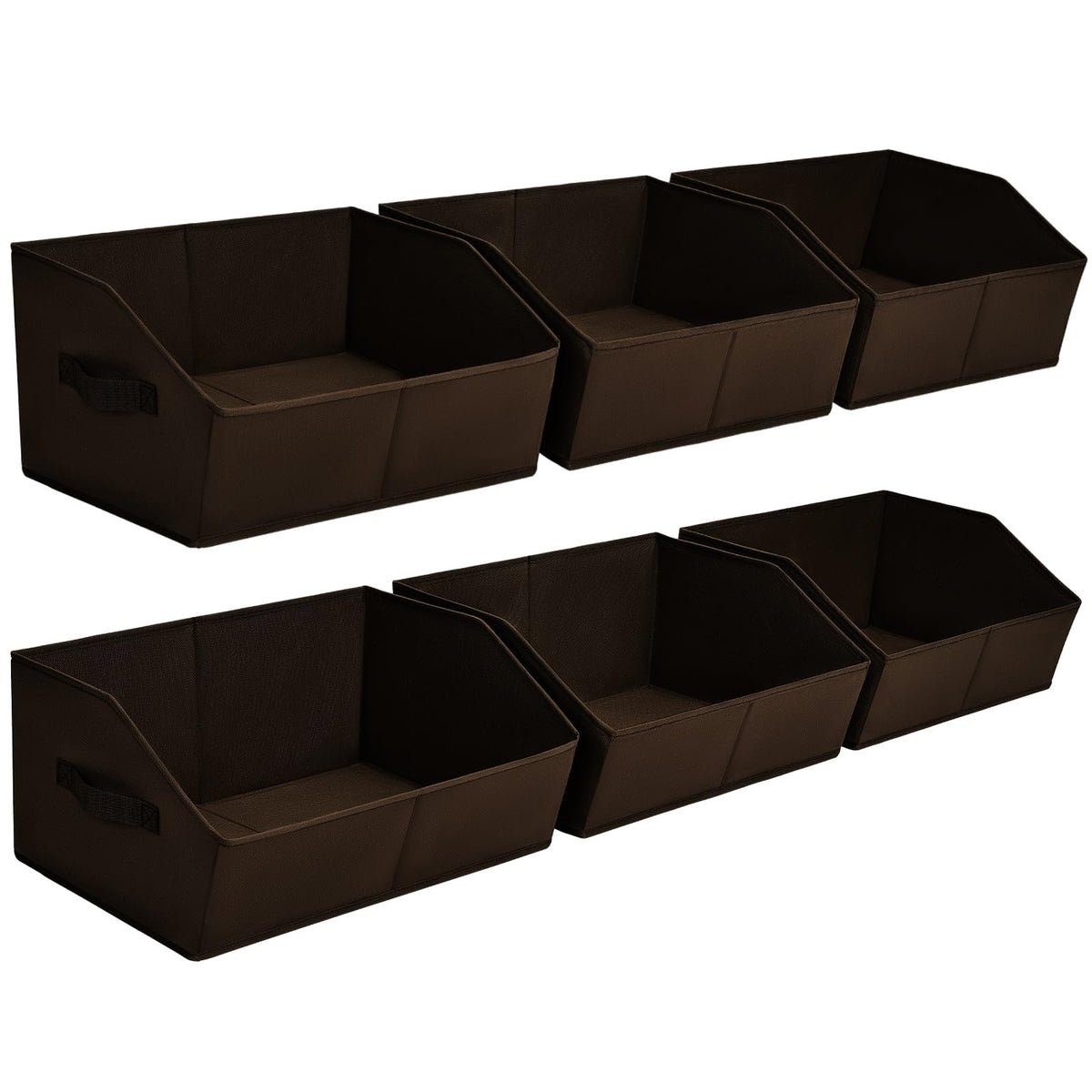 Homsorout Closet Organizers Bins 6 Packs - Large Closet Shelf Organizer with Handles, Fabric Trapezoid Storage Bins, Collapsible Storage Cubes for Clothes, Towels, Light Gray