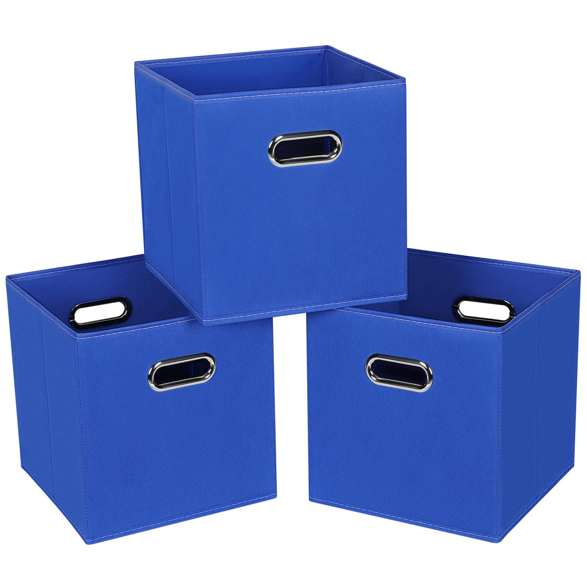 Fabric Cloth Storage Bins,Cube Organizer with Dual Handles Foldable Baskets for Home Bedroom,Set of 3, Black