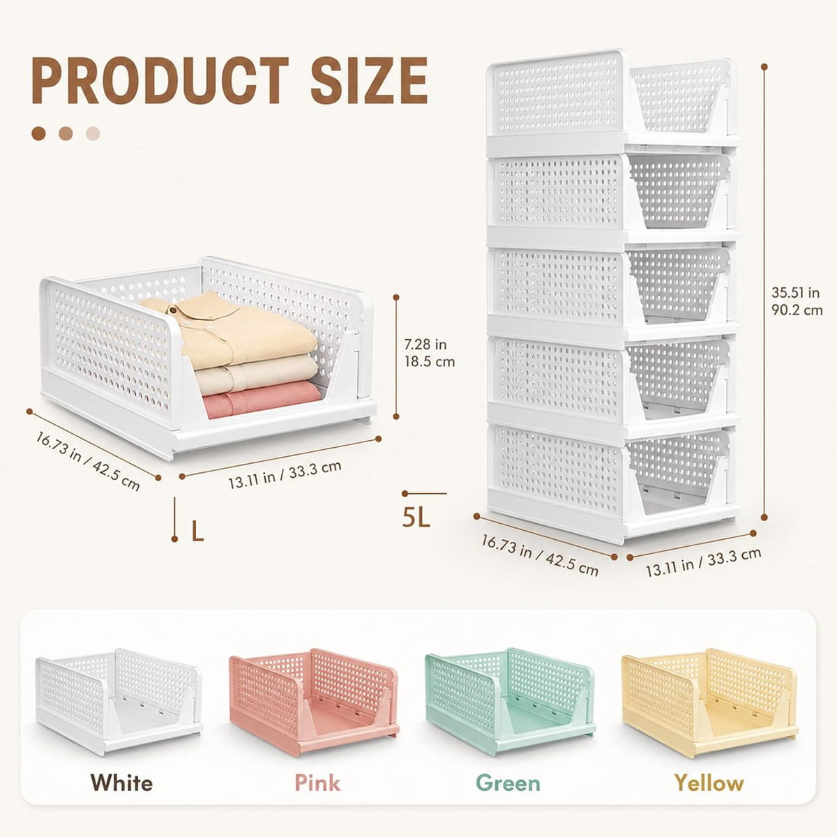 Upgraded Closet Organizers and Storage, Stackable Closet Organizer Basket