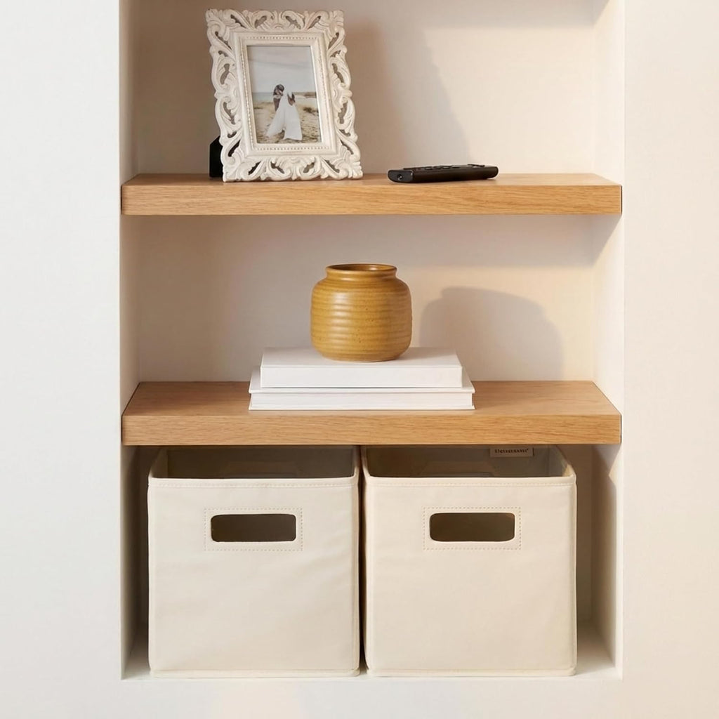 StorageWorks Fabric Storage Bins for Shelves, Medium, 2-Pack, Ivory