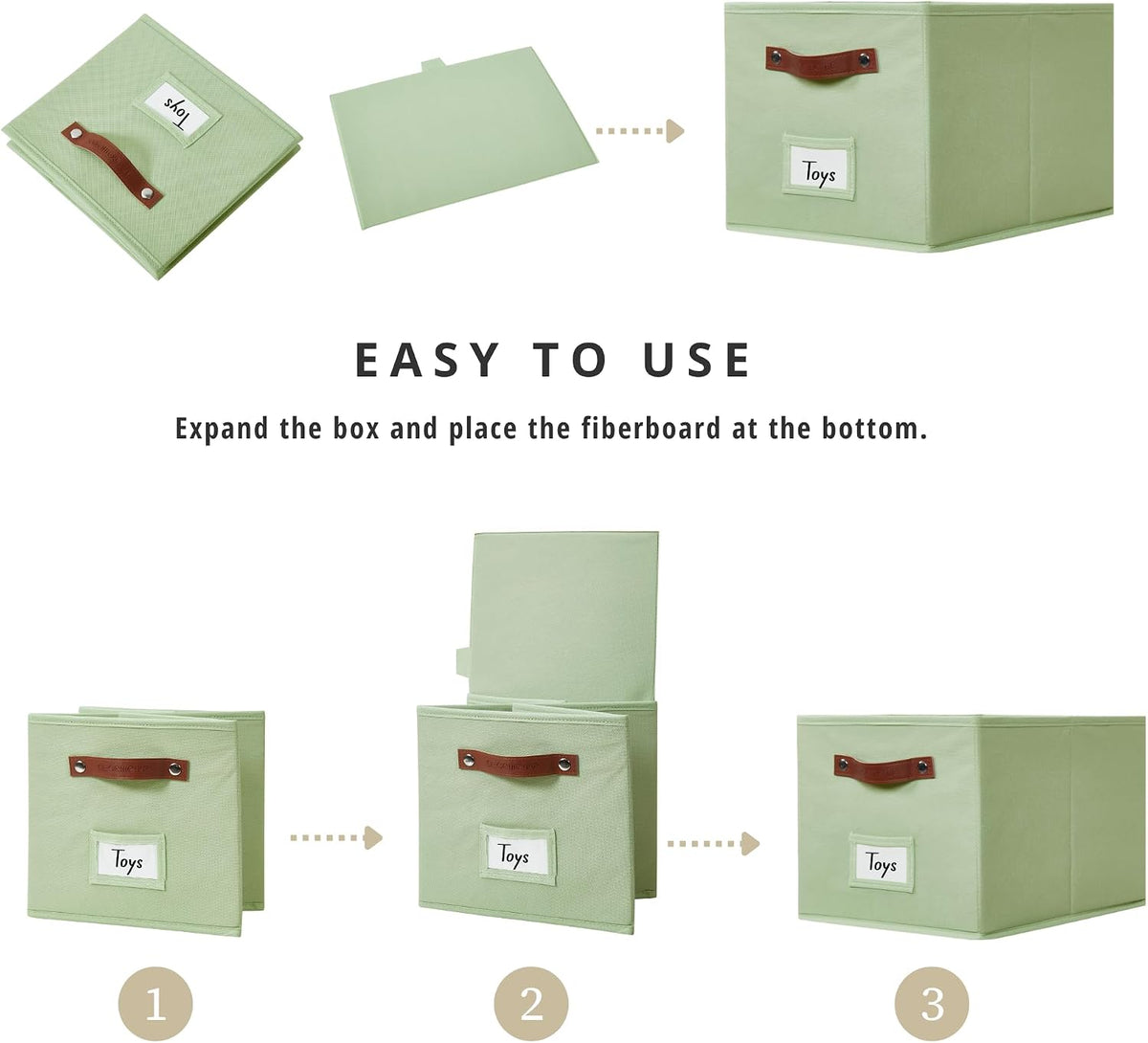DECOMOMO Fabric Storage Bins, Storage Baskets for Shelves, Green, 4 Pack