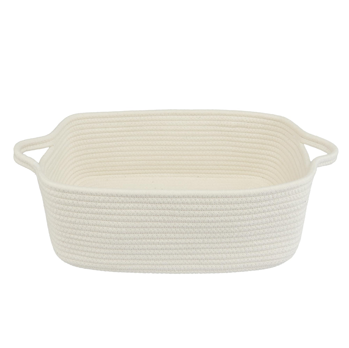 XUANGUO Medium Woven Cotton Rope Storage Basket with Handles, Rust