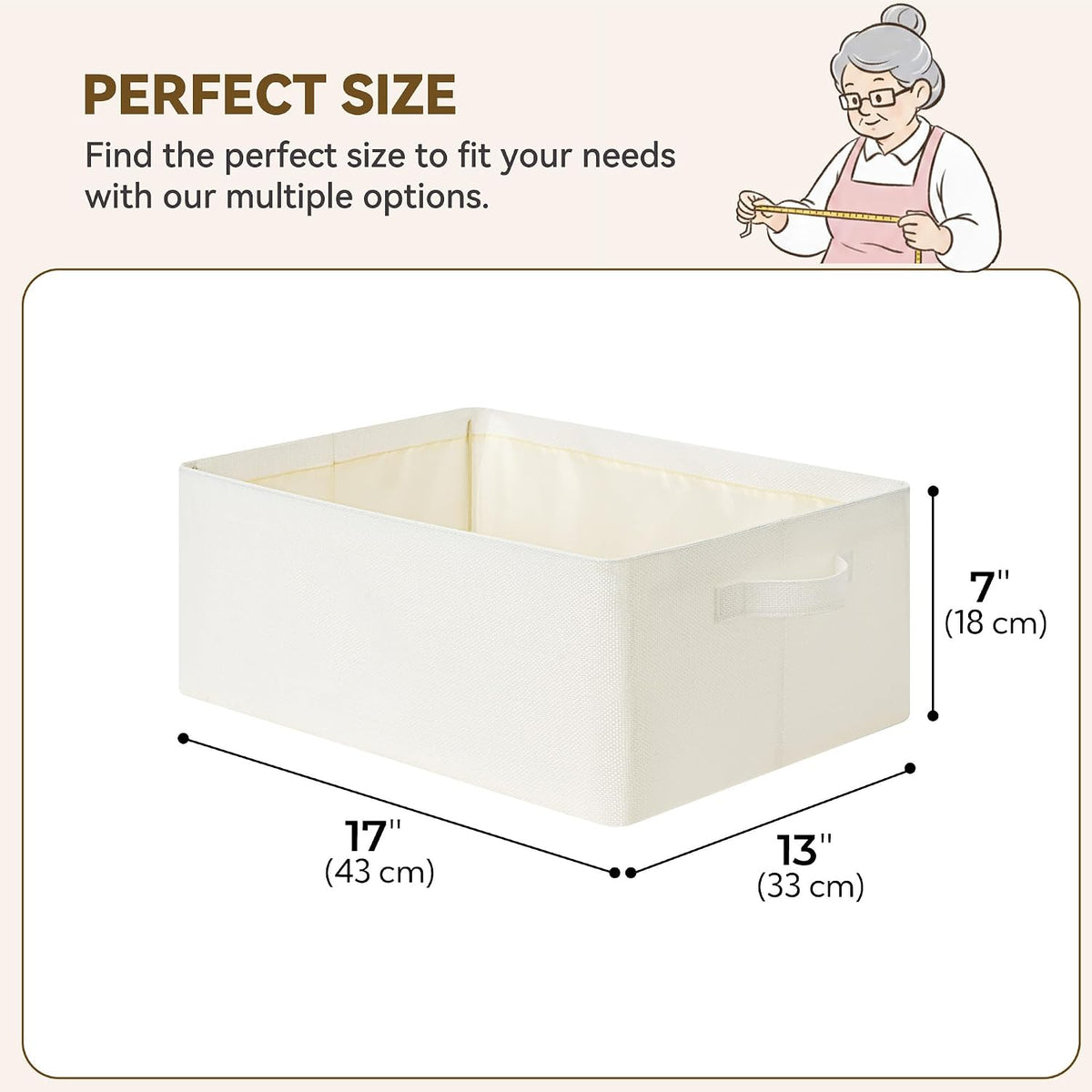 GRANNY SAYS Fabric Storage Bins, Storage Baskets, Beige, 2-Pack, 17"x13"x7"