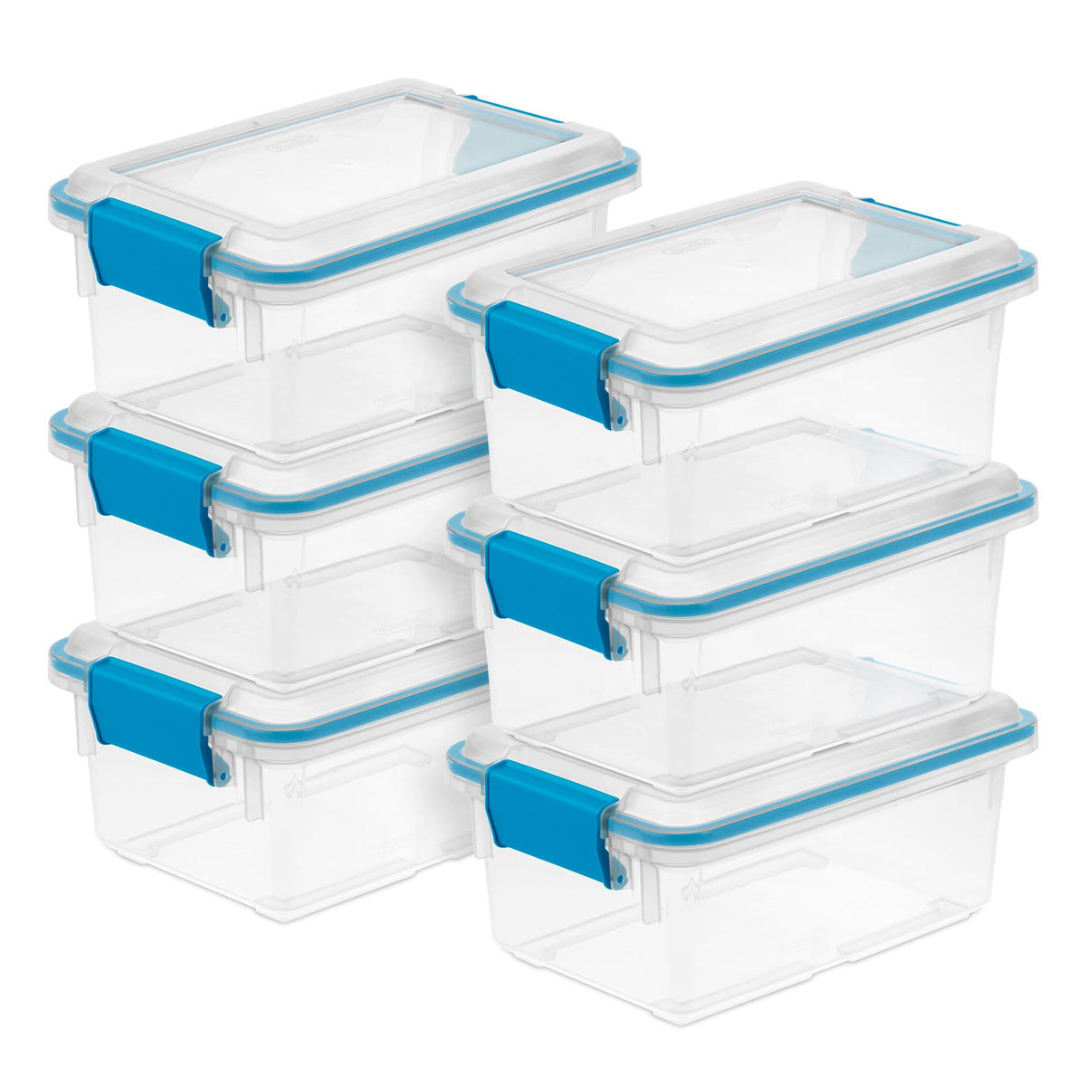 Sterilite 4-Pack 54 Quart Gasket Box, Home Storage Organizer Bins with Lids - Stackable Clear Plastic Containers for Bedroom, Bathroom, Garage, Basement, or Attic