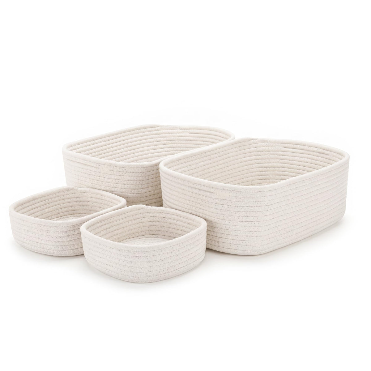 Storage Baskets for Shelves, 4 Pack, 2 Sizes Organizer Bins