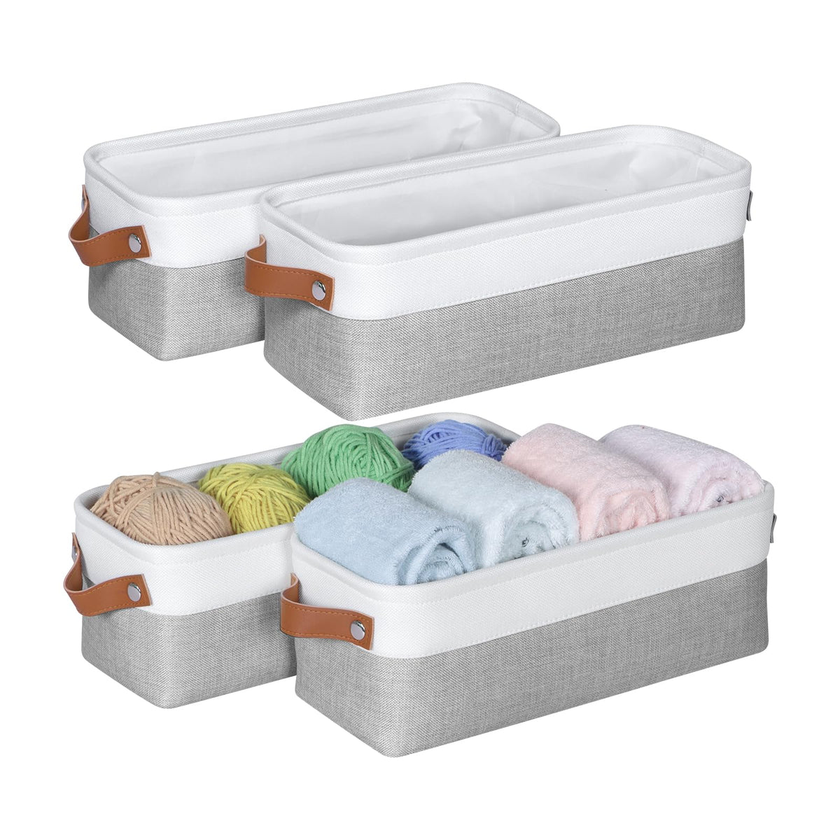 Small Fabric Storage Bins, Narrow Storage Baskets for Organizing