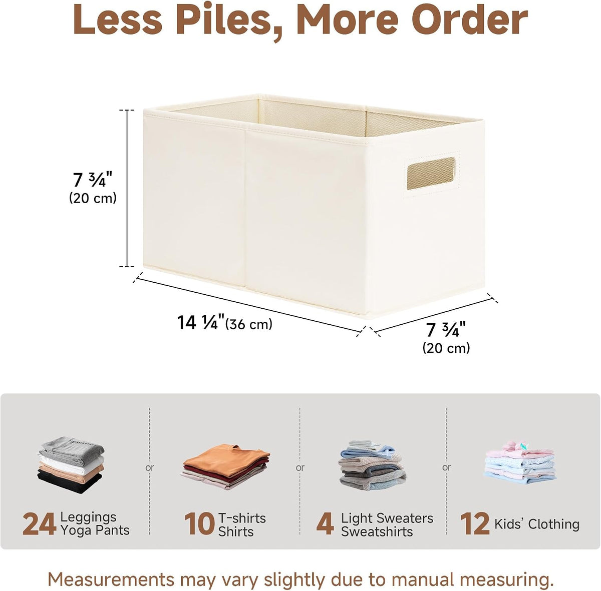 StorageWorks Fabric Storage Bins for Shelves, Medium, 2-Pack, Ivory
