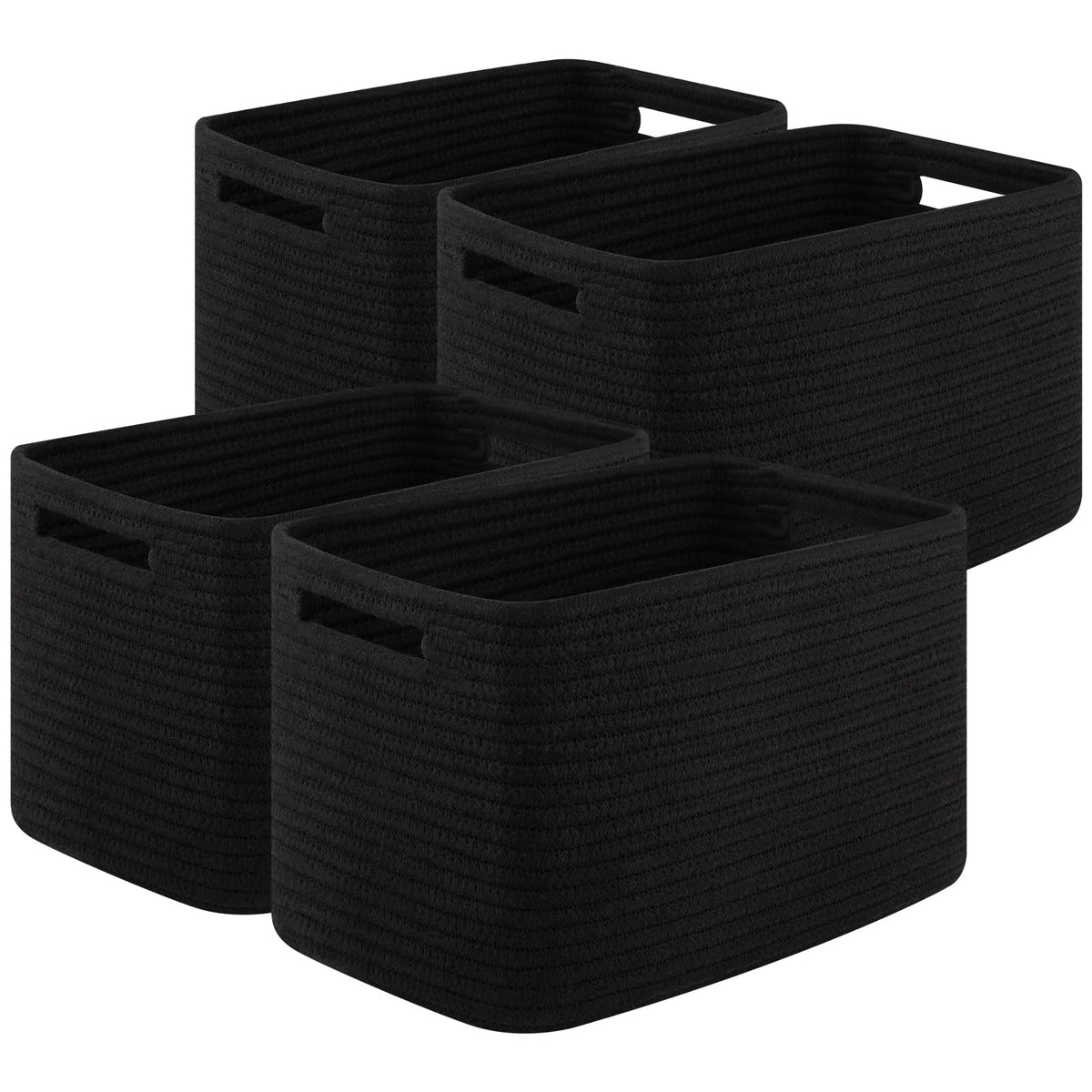 OIASKET 4Packs Natural Cotton Rope Storage Baskets for Organizing Toys, Clothes, Towels & Books, Soft Versatile Organizers for Shelves, Home Decorative Bins, 13''Lx9''Wx7.8''H, Brown
