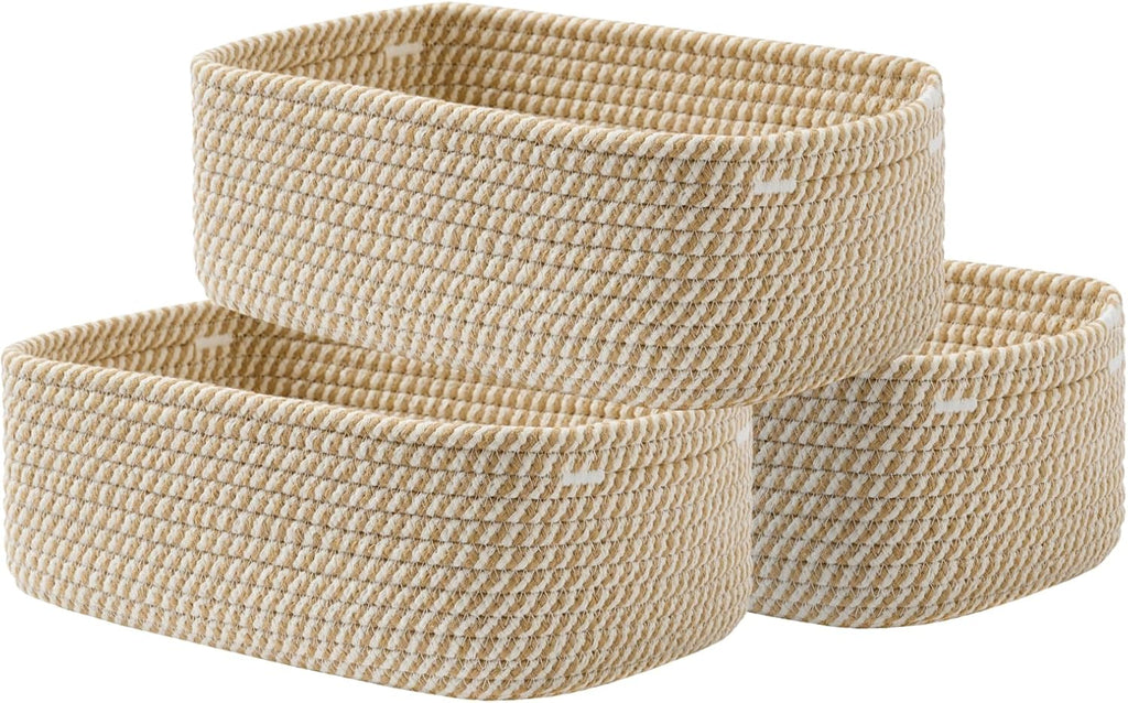 KALLAX Small Woven Storage Basket for Organizing, 12 x 8 x 4.5 inch, 3 Pack