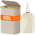 Lifewit 105L Large Laundry Basket with Lid, Removable Bags, Beige