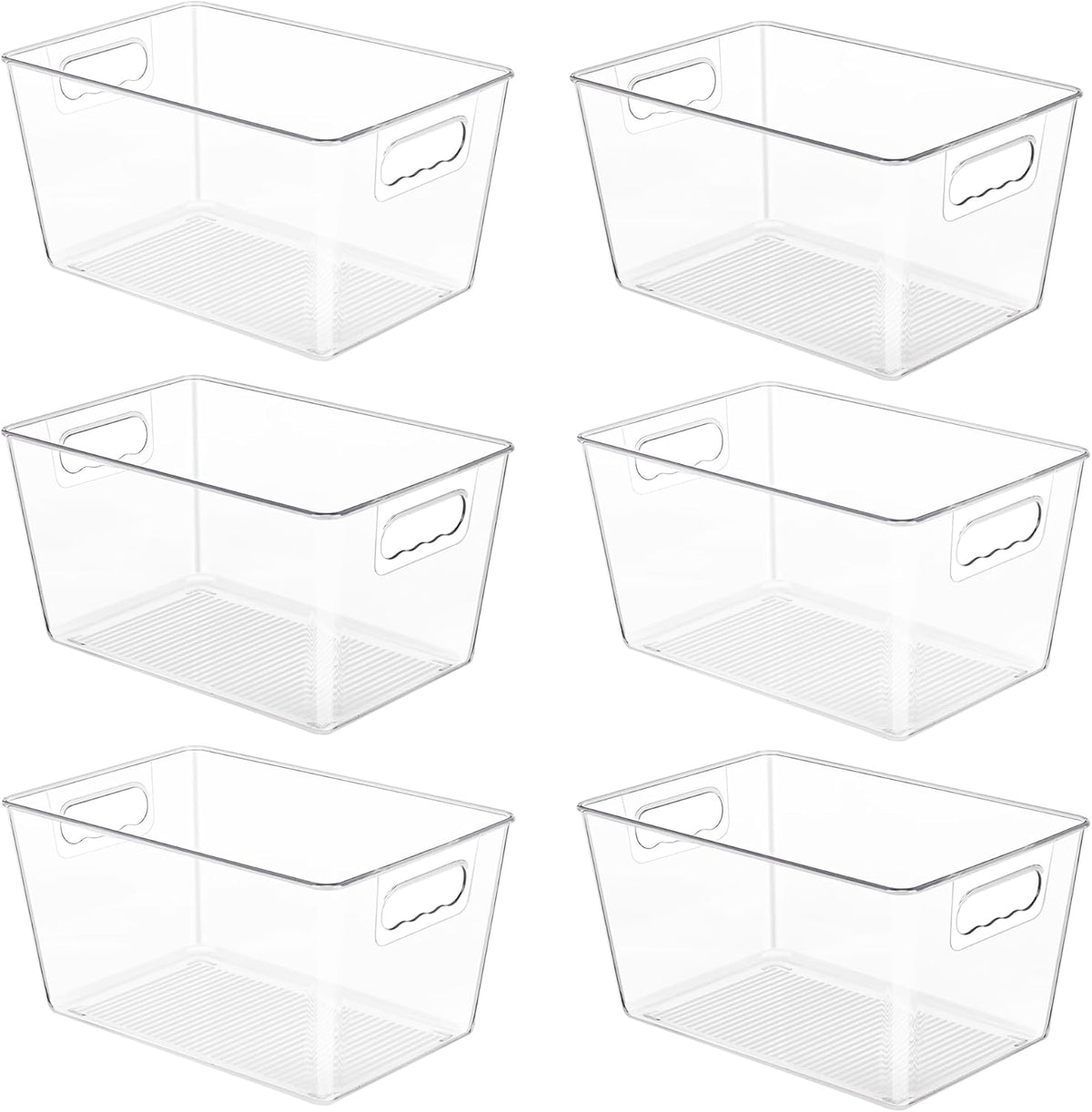 YIHONG 6 Pack Clear Storage Bins, Pantry Organizer Bins with Handle, Large
