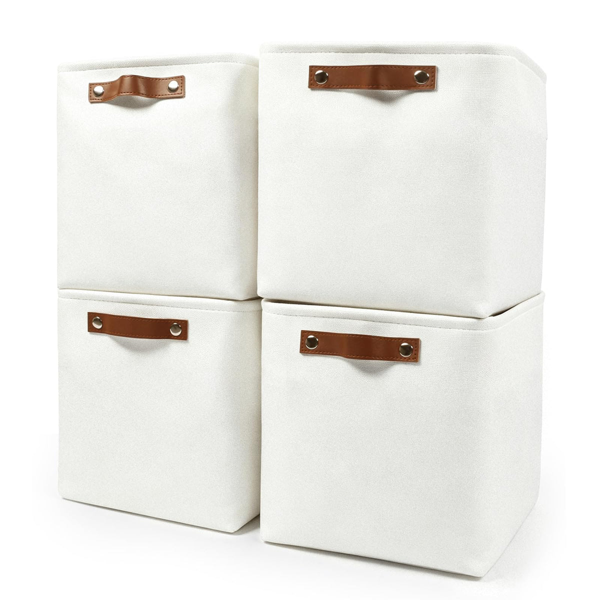 Bagnizer Storage Bins Large Fabric Storage Baskets for Shelves 3 Pack, Decorative Linen Closet Baskets with Handles for Organizing, Shelf, Clothes, Home, Office, 15x11x9.5Inches (Grey&White)