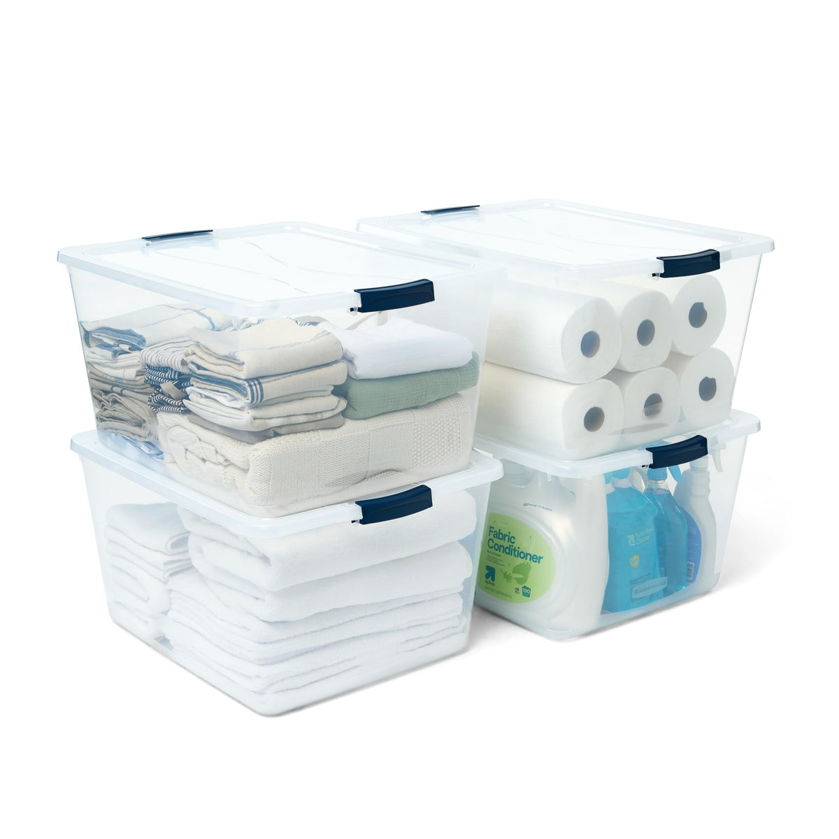 Rubbermaid Cleverstore Clear 32 Qt, 6 Pack Stackable Plastic Storage Bins with Lids, Great for Closet and Laundry Storage, Organizing in the Home