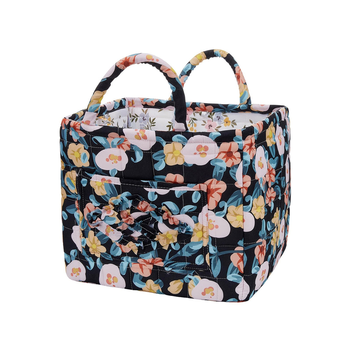 Boho Fabric Storage Basket, Large Capacity Laundry Basket, 12.2'' x 10.23'' x 10.23'' Collapsible Laundry Hamper with Easy Carry Handles (B Multi-Color 1, L)