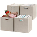 Posprica 3X Thicker Fabric Storage Cubes 13 inch Collapsible Storage Bins for Organization, Cubby Storage Baskets for Organizing Shelf Cabinet Bookcase Boxes, Set of 4, Coffee