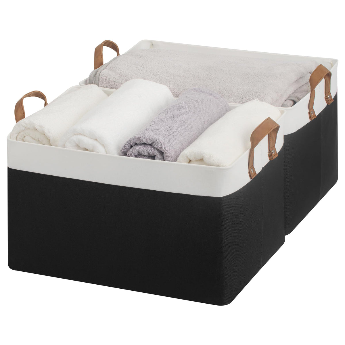 StorageWorks Linen Closet Organizers, Fabric Storage Bin, Beige, 2-Pack
