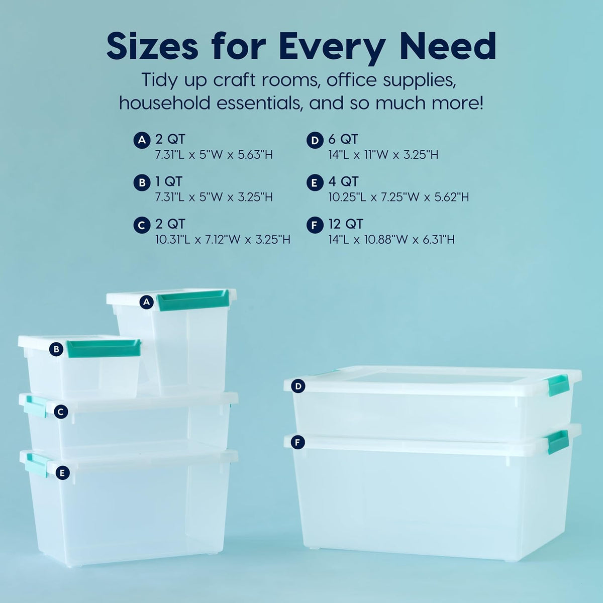 IRIS USA Storage Bins with Lids |Made in USA| 4 Qt - (6-Pack) - Clear