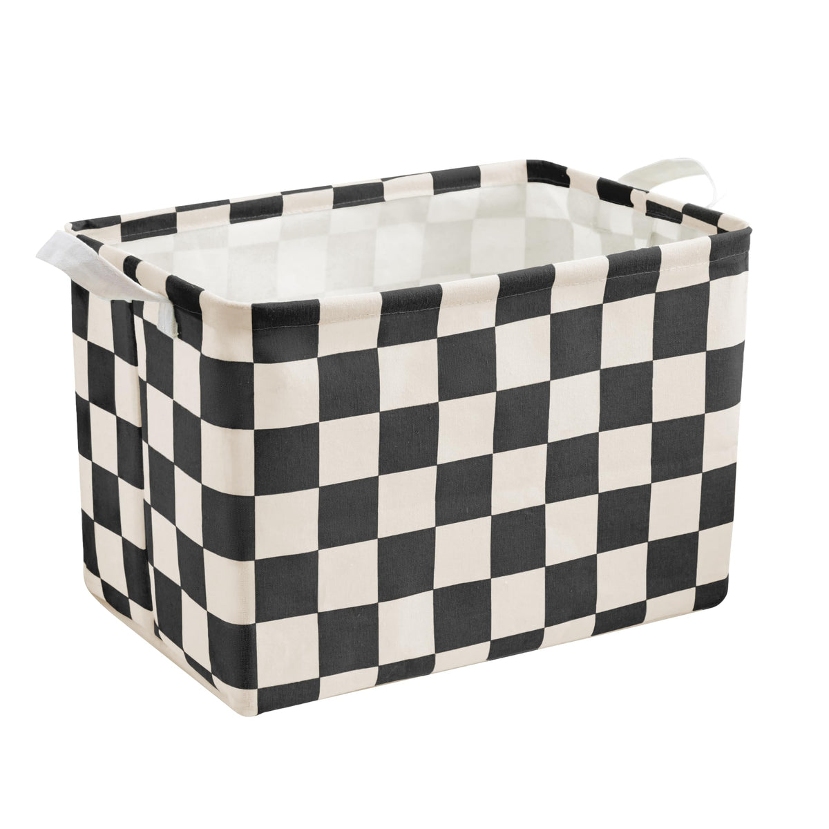 Ohocut Sage Green Checkered Canvas Basket, Rectangular Organizing Decorative Storage Basket for Kids, Dog Toy, Cute Aesthetic Checkered Room Decor for Home, Kitchen, Bedroom, Classroom, Shelves