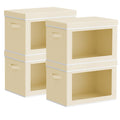 Homsorout Storage Bins with Lids - Fabric Closet Storage Bins with Window, Collapsible Baskets for Shelves 4 Pack, Home Decorative Boxes for Clothes, Closet, Office, Beige