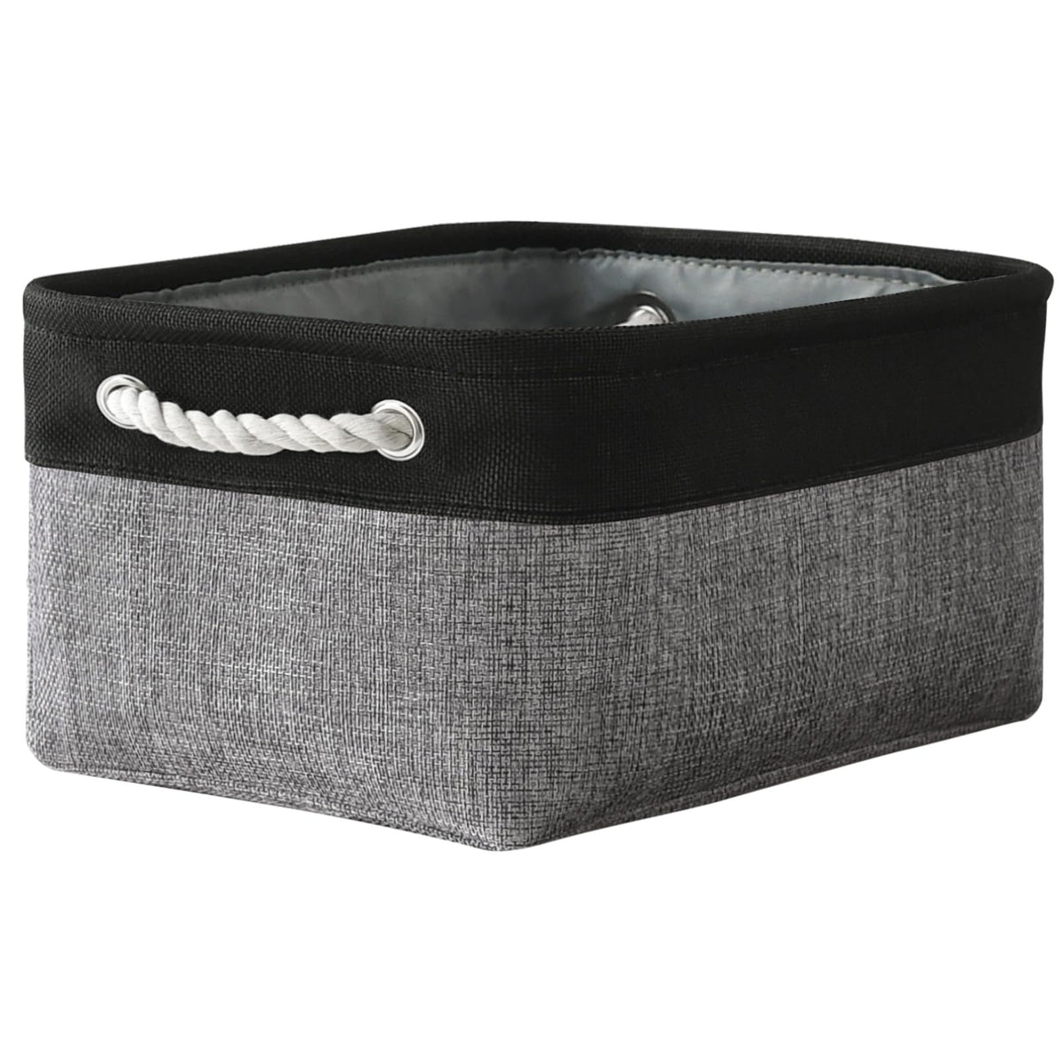 TheWarmHome Storage Basket for Organizing - Medium 3 Pack 14x10x7 inch Fabric Storage Cubes for Shelves with Rope, Collapsible Storage Bin for Organizer Closet Cloth Gift Toy (White & Jean Blue)
